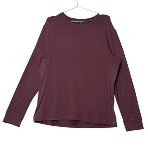 Vince‎ Mens Burgundy Waffle Knit Long Sleeve Shirt Size XL Crew Neck Pima Cotton